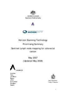 Horizon Scanning Technology Prioritising Summary Sentinel lymph node mapping for colorectal cancer May[removed]Updated May 2008)