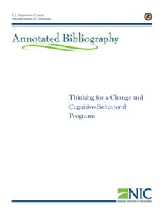 Thinking for a Change and Cognitive-Behavioral Programs Workplace Learning Annotated Bibliography