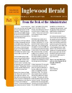 INGLEWOOD  CARE CENTRE  Inglewood Herald FAMILY NEWSLETTER