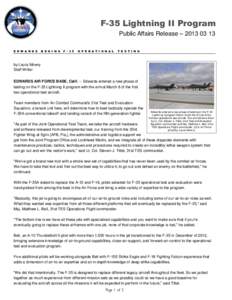 F-35 Lightning II Program Public Affairs Release – [removed]E D W A R D S B E G I N S