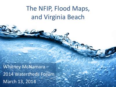 The NFIP, Flood Maps, and Virginia Beach Whitney McNamara 2014 Watersheds Forum March 13, 2014