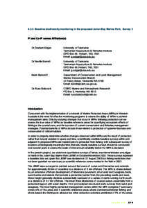 4.3.5 Baseline biodiversity monitoring in the proposed Jurien Bay Marine Park, Survey 3 PI and Co-PI names Affiliation(s) Dr Graham Edgar