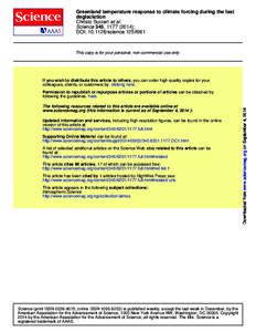 Greenland temperature response to climate forcing during the last deglaciation Christo Buizert et al. Science 345, ); DOI: science