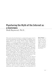 Contribution by Mr.Mark Raymond to the CSTD : Puncturing the myth of the Internet as a Commons