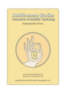 Abhidhamma Studies  Researches Researches in in Buddhist Buddhist Psychology