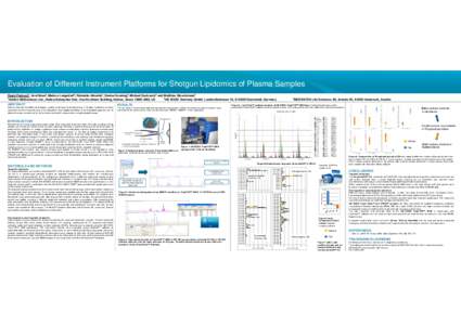 Evaluation of Different Instrument Platforms for Shotgun Lipidomics of Plasma Samples Frank Porbeck1, Axel Besa2, Markus Langsdorf3, Reinaldo Almeida1, Denise Sonntag3, Michael Daxboeck3 and Matthias Glueckmann2 2AB SCIE