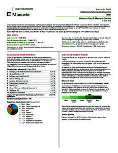 Investissements  Aperçu du fonds CATÉGORIE D’ACTIONS ASIATIQUES MANUVIE SÉRIE I
