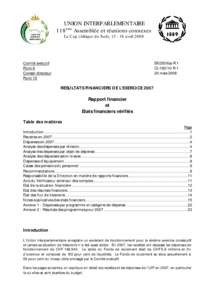 UNION INTERPARLEMENTAIRE 118ème Assemblée et réunions connexes Le Cap (Afrique du Sud), [removed]avril 2008 Comité exécutif Point 6