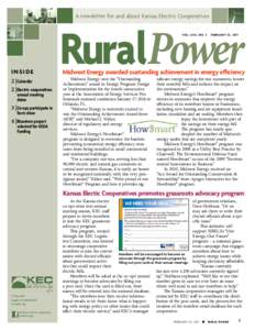 A newsletter for and about Kansas Electric Cooperatives  RuralPower Vol . LVXI, No. 3  Inside