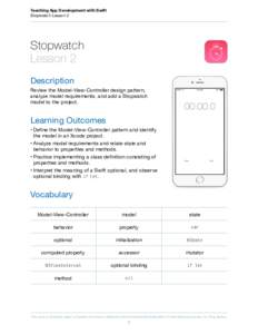 Teaching App Development with Swift  Stopwatch Lesson 2 Stopwatch