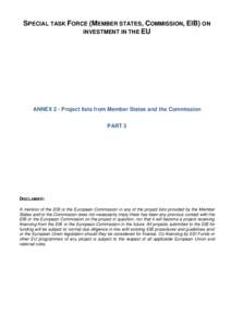 SPECIAL TASK FORCE (MEMBER STATES, COMMISSION, EIB) ON INVESTMENT IN THE EU ANNEX 2 - Project lists from Member States and the Commission PART 3