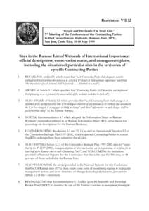 Resolution VII.12 “People and Wetlands: The Vital Link” Meeting of the Conference of the Contracting Parties to the Convention on Wetlands (Ramsar, Iran, 1971), San José, Costa Rica, 10-18 May 1999 7th