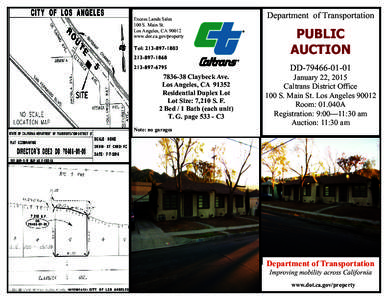 Excess Lands Sales 100 S. Main St. Los Angeles, CA[removed]www.dot.ca.gov/property  Tel: [removed]