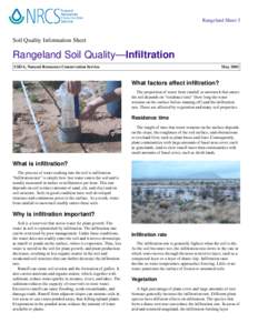 Rangeland Sheet 5  Soil Quality Information Sheet Rangeland Soil Quality—Infiltration USDA, Natural Resources Conservation Service