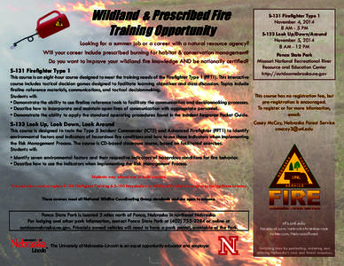 Wildland & Prescribed Fire Training Opportunity Looking for a summer job or a career with a natural resource agency? Will your career include prescribed burning for habitat & conservation management? Do you want to impro