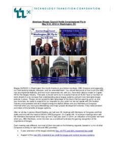 TECHNOLOGY TRANSITION CORPORATION  American Biogas Council Holds Congressional Fly-In May 9-10, 2016 in Washington, DC  Biogas SURGED in Washington this month thanks to your fellow members, ABC Directors and especially