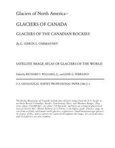 Glaciers of North America— GLACIERS OF CANADA GLACIERS OF THE CANADIAN ROCKIES