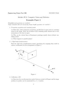 FOURTH YEAR  Engineering Tripos Part IIB Module 4F12: Computer Vision and Robotics Examples Paper 2