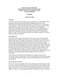 Shared Governance Principles School of Forest Resources and Conservation Institute of Food and Agricultural Sciences University of Florida RATIFIED January 20, 2010