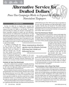 Public Policy  Alternative Ser vice for Drafted Dollars  Peace Tax Campaign Works to Expand the Rights of