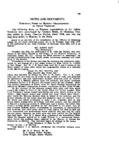 NOTES AND DOCUMENTS HISTORICAL NOTESON MASONICORGANIZATIONS IN INDIAN TERRITORY The following items on Masonic organizations in the Indian