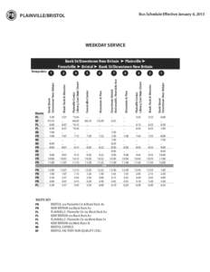 Bus Schedule Effective January 6, 2013  PB PLAINVILLE/BRISTOL WEEKDAY SERVICE