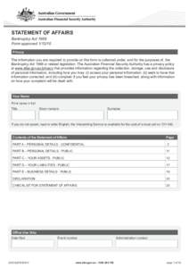 Statement of Affairs form - AFSA