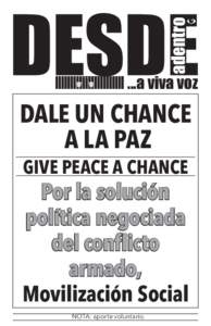 adentro  ...a viva voz Dale un chance a la paz