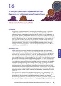 16 Principles of Practice in Mental Health Assessment with Aboriginal Australians Yolonda Adams, Neil Drew and Roz Walker