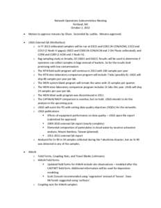 Network Operations Subcommittee Meeting Portland, ME October 2, 2012   Motion to approve minutes by Olson. Seconded by Ludtke. Minutes approved.