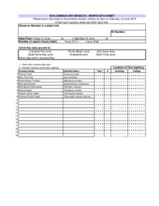 2010 JAMAICA BAY BIOBLITZ - HERPS DATA SHEET Please return this sheet to Home Base (Aviator Center) by 2pm on Saturday 12 June 2010 Check each species observed within each site Observer Name(s) & contact info ID Number: 