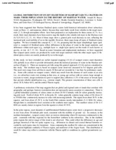 Lunar and Planetary Science XXXI  GLOBAL DISTRIBUTION OF ON-SET DIAMETERS OF RAMPART EJECTA CRATERS ON MARS: THEIR IMPLICATION TO THE HISTORY OF MARTIAN WATER. Joseph M. Boyce, NASA Headquarters, Washington, DC 20546, Da
