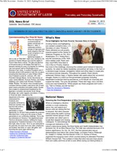 The DOL Newsletter - October 31, 2013: Fighting Poverty; Establishing Mine Safety Day; Commemorating the First 50 Years