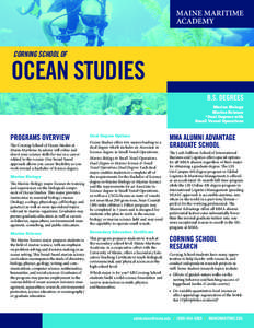 CORNING SCHOOL OF  OCEAN STUDIES B.S. DEGREES Marine Biology Marine Science