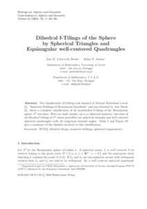 Beitr¨age zur Algebra und Geometrie Contributions to Algebra and Geometry Volume[removed]), No. 2, [removed]Dihedral f-Tilings of the Sphere by Spherical Triangles and