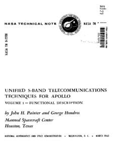 Unified S-band telecommunications techniques for apollo Volume I - functional description