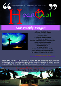 ‘‘Heart beat’’ Love one another as I have loved you. John 15:17 1st AprilWeek 10 Term