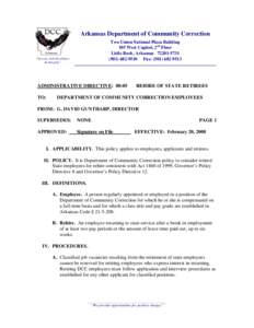 Arkansas Department of Community Correction  “Service with Excellence & Integrity”  Two Union National Plaza Building