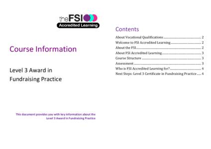 Contents  Course Information Level 3 Award in Fundraising Practice