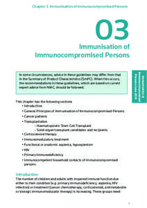 Chapter 3 Immunisation of Immunocompromised Persons  03 Immunisation of Immunocompromised Persons