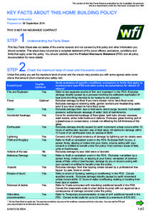 Exposure Draft – One Page Key Facts Sheets For Home Building and Home Contents Insurance Policies - Home Building Key Facts Sheet