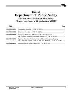 Rules of  Department of Public Safety Division 40—Division of Fire Safety Chapter 4—General Organization MERC Title