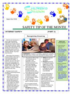 September[removed]SAFETY TIP OF THE MONTH INTERNET SAFETY  (PART 2)