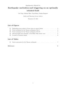 Supplementary Material for  Earthquake nucleation and triggering on an optimally oriented fault Carl Tape, Michael West, Vipul Silwal, Natalia Ruppert Earth and Planetary Science Letters