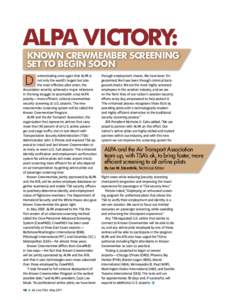 ALPA Victory:  Known Crewmember Screening Set to Begin Soon  D