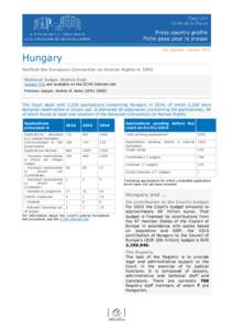 Last updated: January[removed]Hungary Ratified the European Convention on Human Rights in 1992 National Judge: András Sajó