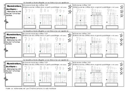 Maternailes.net  J’ai  travaillé  au  feutre  effaçable  sur  ces  fiches  et  je  suis  capable  de    : Numération, écriture :