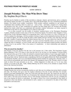 POSTINGS FROM THE PRIESTLEY HOUSE  SPRING 2011 GUEST ARTICLE