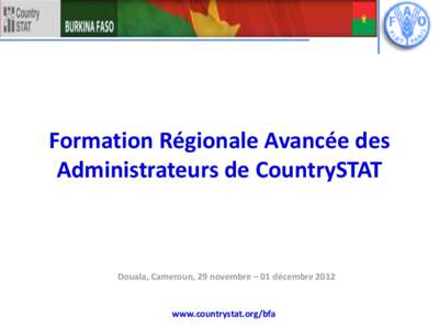 Formation Régionale Avancée des Administrateurs de CountrySTAT Douala, Cameroun, 29 novembre – 01 décembre[removed]www.countrystat.org/bfa