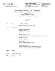 Eagleton Institute of Politics Rutgers, The State University of New Jersey 191 Ryders Lane New Brunswick, New Jerseywww.eagleton.rutgers.edu